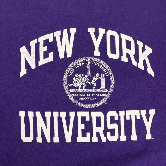 New York University NYU Champion Authentic Crewneck Purple Sweatshirt - Picture 2 of 5